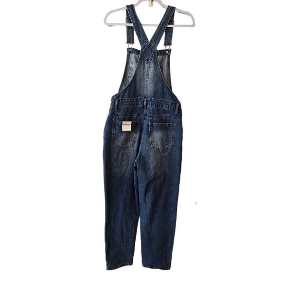 NWT Wallflower Girlfriend Straight Distressed Overalls Denim Jeans Size M Medium - Picture 6 of 11